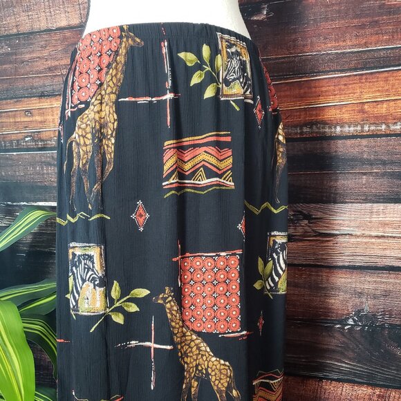 Notations Vintage Maxi Skirt PL Beaded Fringe Safari Bohemian - Picture 2 of 10